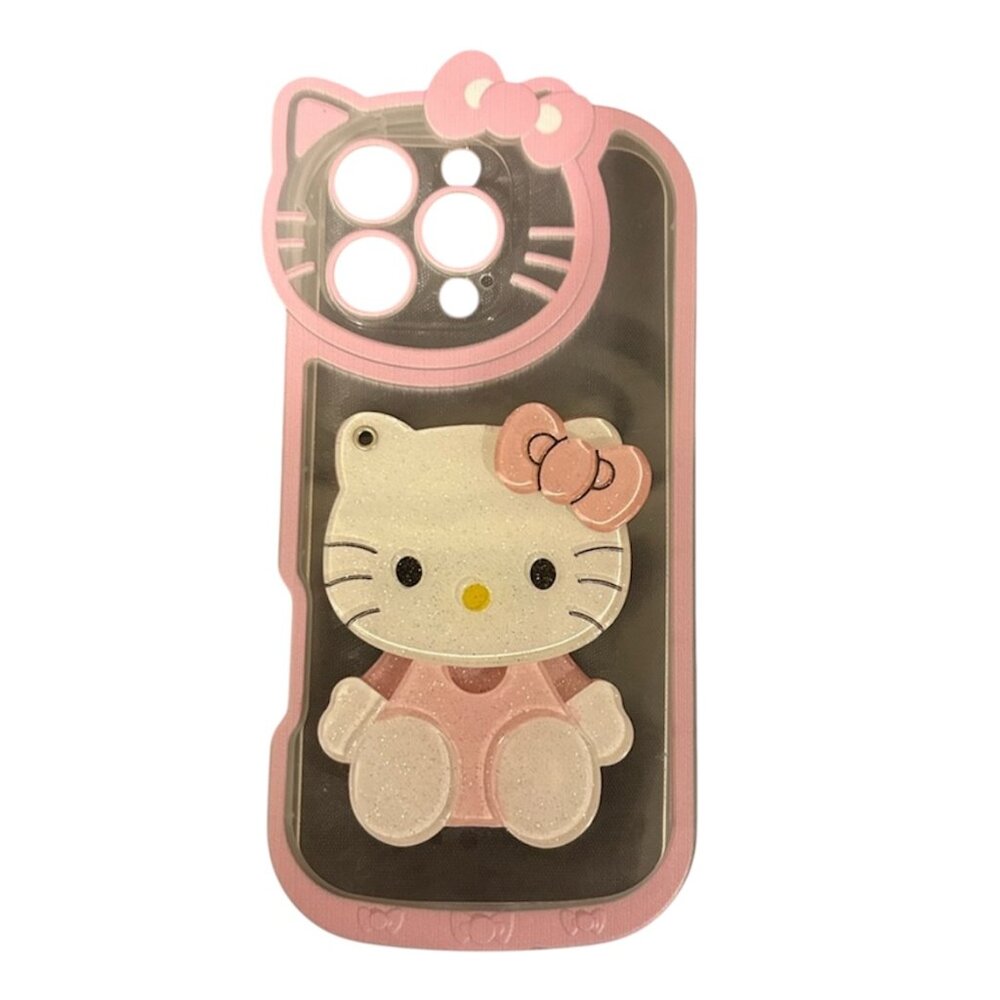 Hello Kitty inspired Glitter Phone Case – Pink Clear over w/ 3D Charm
